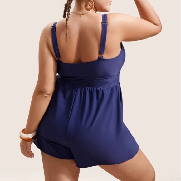 BloomChic Plus Size 2XL Surplice Neckline Belted Plain One-Piece Swimsuit us18 - Picture 3 of 4
